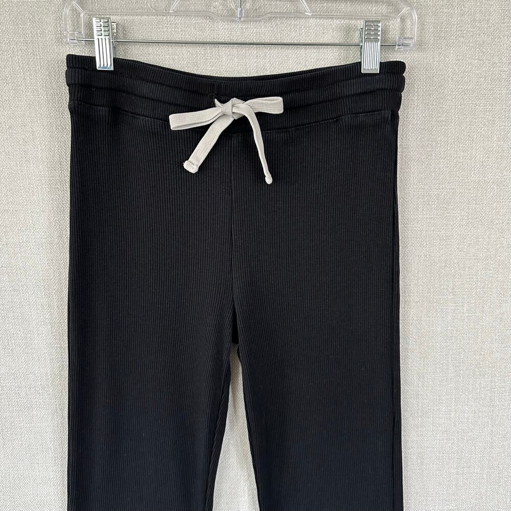 Monrow Lounge Flare Pants Ribbed Knit Black Size Small - Picture 3 of 8